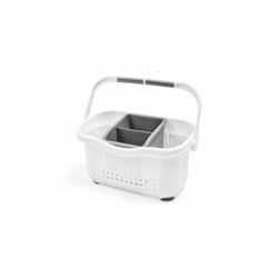 Addis Premium Sink Cutlery Draining Storage Caddy, White/Grey, 12 x 24 x 20.5 cm
