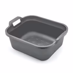 Addis Large Rectangular 10 Litre Washing Up Bowl with Handles, Metallic Silver, 39 x 32 x 14 cm