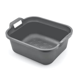 Addis Large Rectangular 10 Litre Washing Up Bowl with Handles, Metallic Silver, 39 x 32 x 14 cm