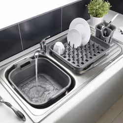 Addis Large Rectangular 10 Litre Washing Up Bowl with Handles, Metallic Silver, 39 x 32 x 14 cm