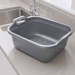 Addis Large Rectangular 10 Litre Washing Up Bowl with Handles, Metallic Silver, 39 x 32 x 14 cm