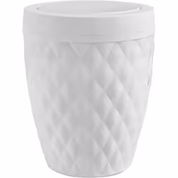 Addis 518030 Diamond Style Round Swing Lid Bathroom Bin, White