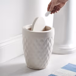 Addis 518030 Diamond Style Round Swing Lid Bathroom Bin, White