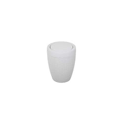 Addis Faux Rattan Round Swing Lid Bathroom Bin, Light Grey, 5 Litre