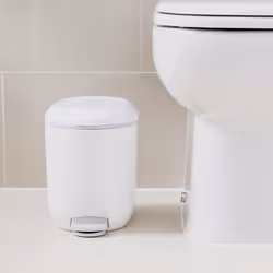 Premium Deluxe Bathroom Pedal Bin with inner, 3.5 litre, White Grey, 29 x 18.5 x 23cm