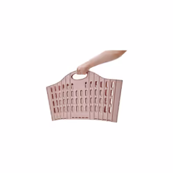 Addis LQOC Fold Flat Easy Store Clothes Laundry Basket Hamper, Pink, 38 Litre