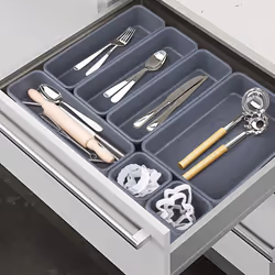8pcs Interlocking Drawer Organiser Plastic Storage Trays Dividers for Kitchen Office Desk Make-Up Clothing Jewellery Craft Bathroom organising, White
