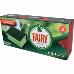 Addis Fairy Originals Non Scratch general Dual Sponge Scourer with crystals, Pack of 3, Red,One Size