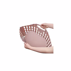 Fold Flat Easy Store Clothes Laundry Basket Hamper, Pink, 38 Litre