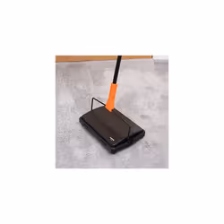 Addis Carpet Sweeper Manual Roller Floor Cleaning for Hard Floors and Carpets, Non Electric manual push, supplied with comb brush cleaner, Black and