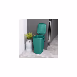 519353 Kitchen Recycling & General Storage bin 18 litres Stackable Food Waste Organiser Caddy with Clip lock lid & carrying Handle, Sage Green