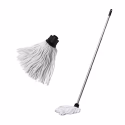 Cotton Mop Made from Recycled Cotton with 3 Piece Handle and Extra replacement Mop Head, Metallic and Grey. Easy To Assemble