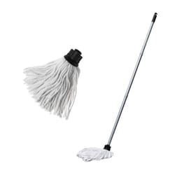 Cotton Mop Made from Recycled Cotton with 3 Piece Handle and Extra replacement Mop Head, Metallic and Grey. Easy To Assemble