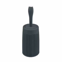 Faux Hessian Round Plastic Toilet Brush Set with Internal Detergent Injection System, Charcoal Dark Grey, One Size