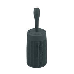 Faux Hessian Round Plastic Toilet Brush Set with Internal Detergent Injection System, Charcoal Dark Grey, One Size