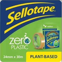 Sellotape Zero Plastic Tape, Multi-Purpose Clear Tape for Household Objects, Clear Packing Tape for Sticking Envelopes or Cards, Easy to Use Packaging