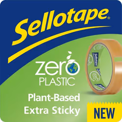 Sellotape Zero Plastic Plant Based Easy Tear Extra Sticky Tape Clear 2