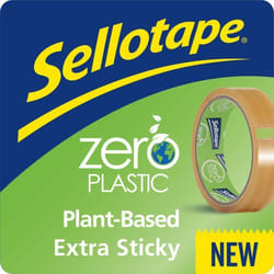 Sellotape Zero Plastic Plant Based Easy Tear Extra Sticky Tape Clear 2