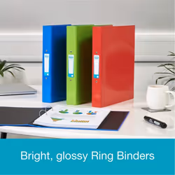 Elba A4 2 O-Ring Binders, Red/Green/Blue, Pack of 3