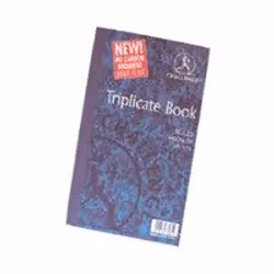 Ruled triplicate book. 100 numbered sets. with Yellow and Blue copy pages. Index at front. 2 sheets of carbon. 216x130mm. (21 ...