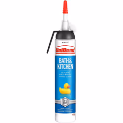 UniBond Bath & Kitchen Sealant, Mould Resistant White Silicone Sealant Ideal for Showers, Toilets, Tiles, Worktops & More, Du ...