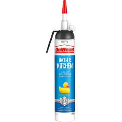 UniBond Bath & Kitchen Sealant, Mould Resistant White Silicone Sealant Ideal for Showers, Toilets, Tiles, Worktops & More, Durable & Waterproof, Easy