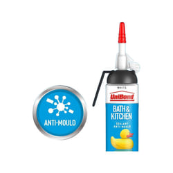 UniBond 2676103 Bath & Kitchen Sealant, Mould Resistant White Silicone Sealant , 1 x 104 g Pressure Pack