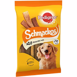 Pedigree Schmackos Poultry Mix - Dog Treats in A Variety of Poultry Flavours, 180 Strips, 9 x 144 g