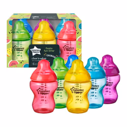 Tommee Tippee Baby Bottles 260ml Closer to Nature Fiesta Multicoloured Pack of 6