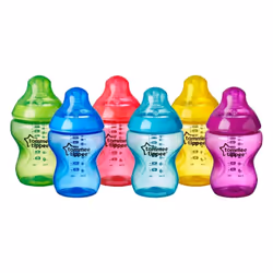 Tommee Tippee Baby Bottles 260ml Closer to Nature Fiesta Multicoloured Pack of 6