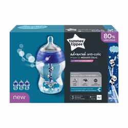 Tommee Tippee Baby Bottles 260ml Advanced Anti-Colic Blue Pack of 3