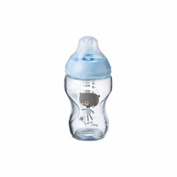 Tommee Tippee Closer to Nature Decorated Glass Baby Bottle 250ml blue - 1 pack