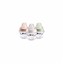 Tommee Tippee Closer to Nature Baby Bottles, Slow-Flow Breast-Like Teat with Anti-Colic Valve, 150ml, Pack of 3, Mixed Colour ...