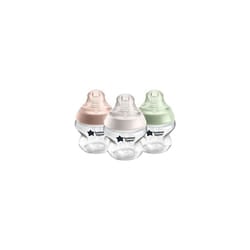 Tommee Tippee Closer to Nature Baby Bottles, Slow-Flow Breast-Like Teat with Anti-Colic Valve, 150ml, Pack of 3, Mixed Colours