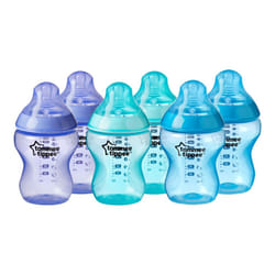 6 x Tommee Tippee Closer to Nature Baby Bottles Breast-Like Teat 260ml Blue