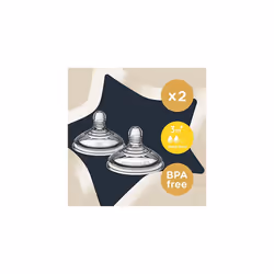 Tommee Tippee Advanced Anti-Colic Baby Bottle Teats, Breast-Like, Soft Silicone, Medium Flow, 3m+, Pack of 2, Clear