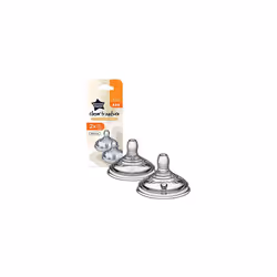 Tommee Tippee Closer to Nature Baby Bottle Teats, Breast-Like, Anti-Colic Valve, Soft Silicone, Fast Flow, 6m Plus, Pack of 2