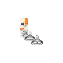 Tommee Tippee Closer to Nature Baby Bottle Teats, Breast-Like, Anti-Colic Valve, Soft Silicone, Fast Flow, 6m Plus, Pack of 2