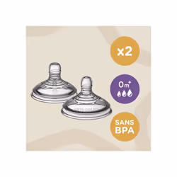 Tommee Tippee - Closer to Nature Bottle Teats - Mimicking Maternal Breast with Anti-Colic Valve - Variable Flow - Pack of 2