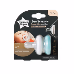 Tommee Tippee Silicone Soother Breast-Like Skin-Like Texture 0-6m Pack of 2