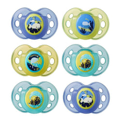 6 x Tommee Tippee Night-Time Glow in the Dark Soother Orthodontic Design 18-36m