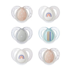 Nighttime soother, 6-18 months, 6 pack of glow in the dark soothers with symmetrical silicone baglet