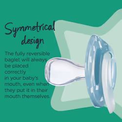 Nighttime soother, 6-18 months, 6 pack of glow in the dark soothers with symmetrical silicone baglet