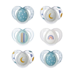 Nighttime Dummies, 6-18 months, 6 pack of glow in the dark Dummiess with symmetrical silicone baglet