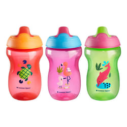 Tommee Tippee Sippee Cup  10oz  Sippee Trainer Cup for Babies 9 Months+  Red  Purple and Green  3 Count