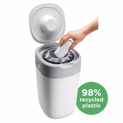 Tommee Tippee Twist and Click Advanced Nappy Bin & 1 x Refill Cassette White