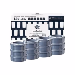 Tommee Tippee Twist and Click Advanced Nappy Bin Refill Cassettes, Sustainably Sourced Antibacterial GREENFILM