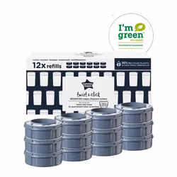 Tommee Tippee Twist and Click Advanced Nappy Bin Refill Cassettes, Sustainably Sourced Antibacterial GREENFILM