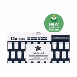 Tommee Tippee Twist and Click Advanced Nappy Bin Refill Cassettes, Sustainably Sourced Antibacterial GREENFILM