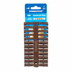 Rawlplug RAW68555 Brown Uno Plugs 7mm x 30mm Card of 48